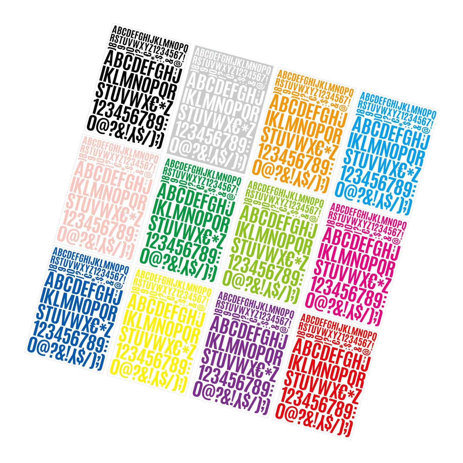 12 Sheets Letter Number Stickers, Multicolour Alphabets Number for Sign, Scrapbooking, and Decoration Colorful Letter