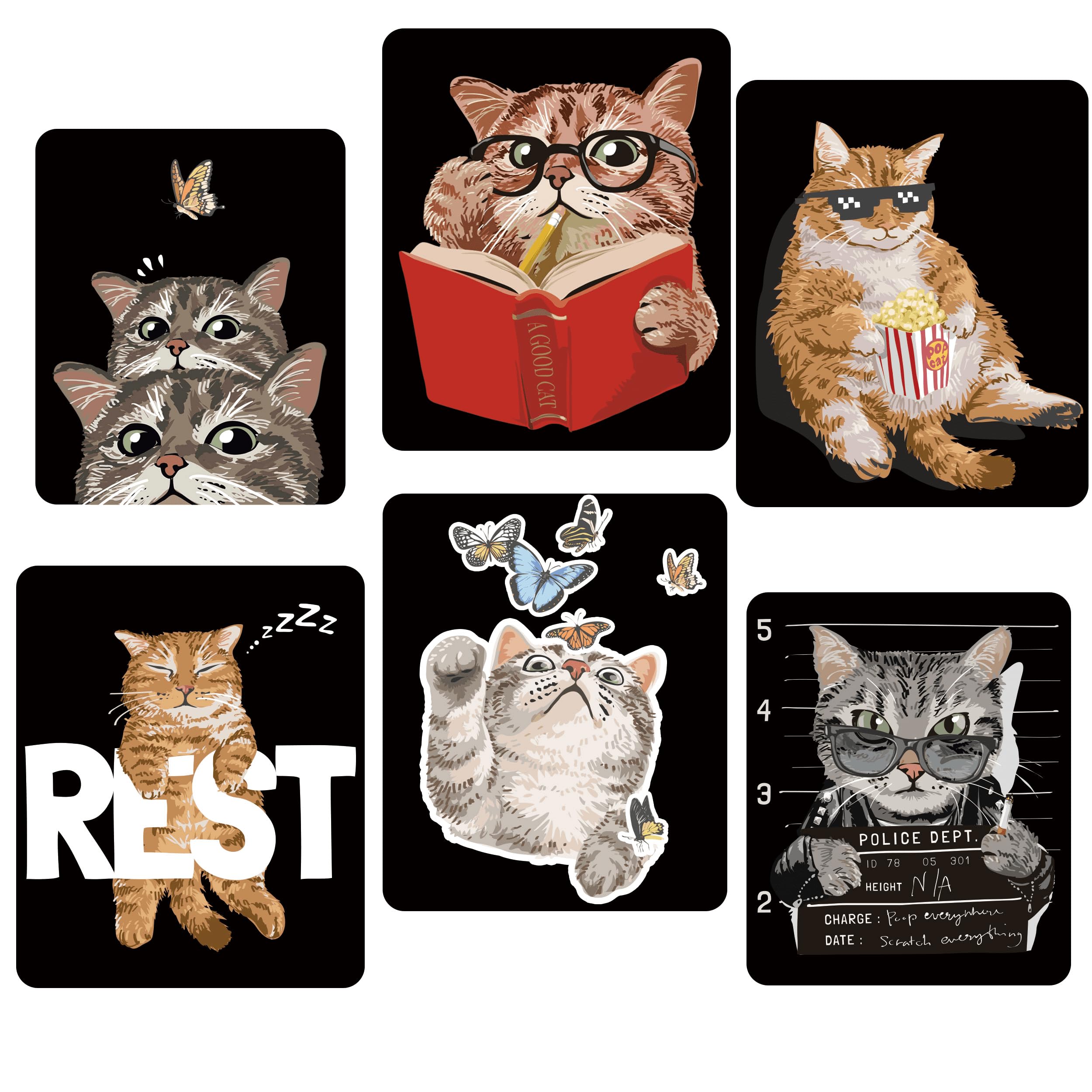 Eyeglasses Cleaning Cloth, Microfiber Glasses Cleaning Cloth, Glasses Cleaner, Microfiber Peeps Eye Glasses Cleaning Cloth Cute Cat Wipes Kit(6 Pack)