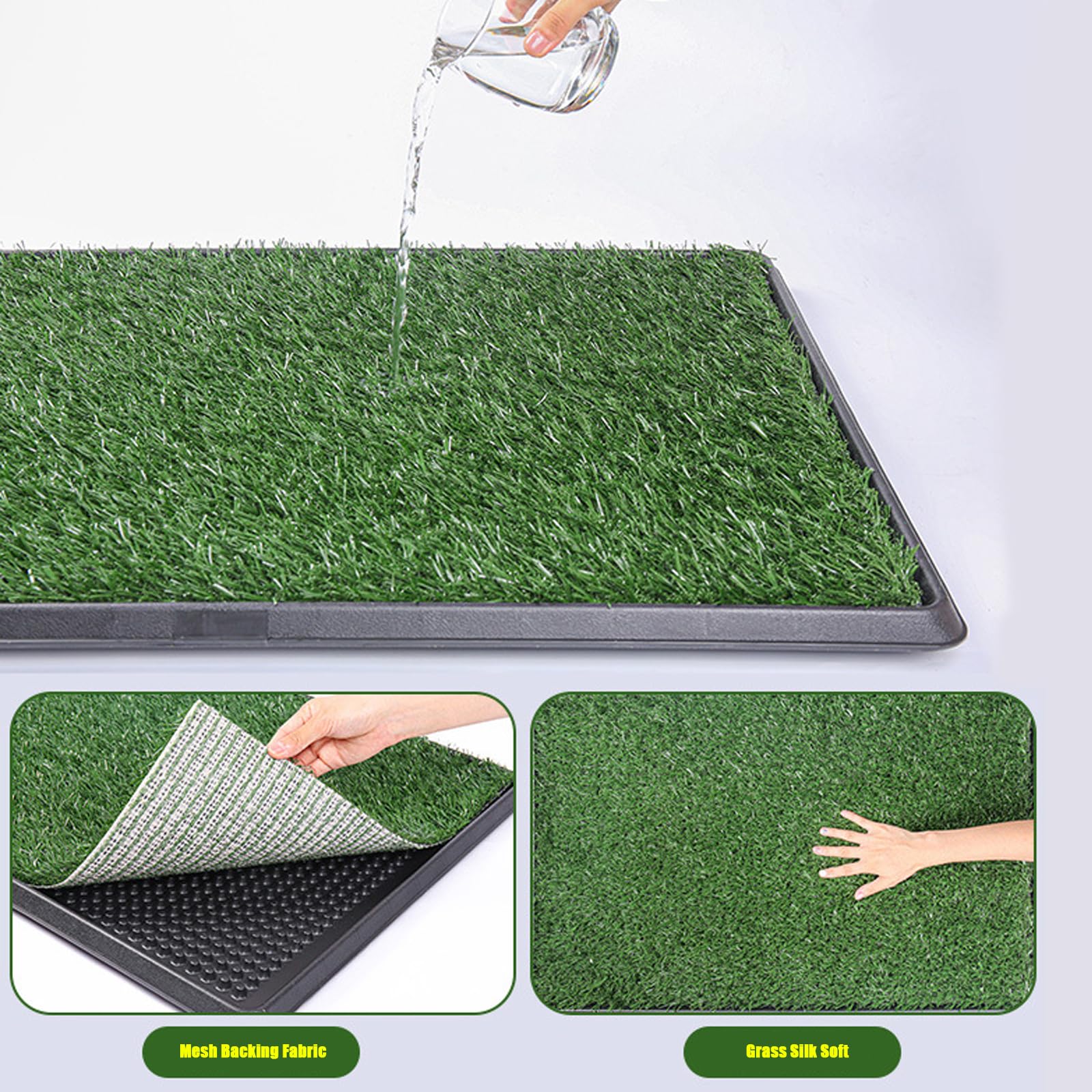 Inodoro cesped para Perros con Bandeja recolectora, 40 x 50 cm, Alfombrilla de césped Artificial | Entrenamiento de Inodoro para Cachorros y Perros pequeños | Alfombrilla Reutilizable para césped