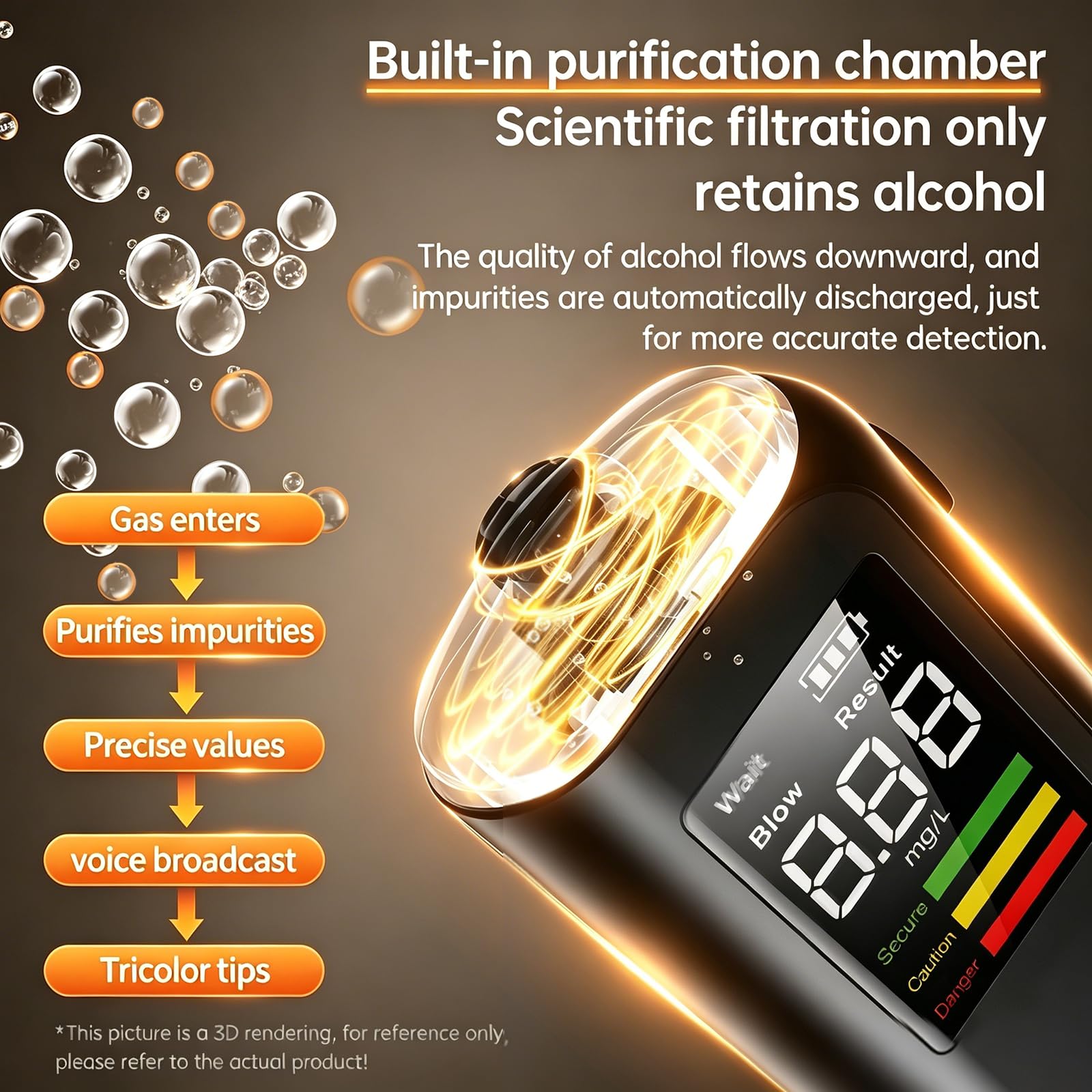 Alkoholtester, Promillemessgerät mit Digitaler LCD-Anzeige, 5 Mundstücke, für Auto & Zuhause