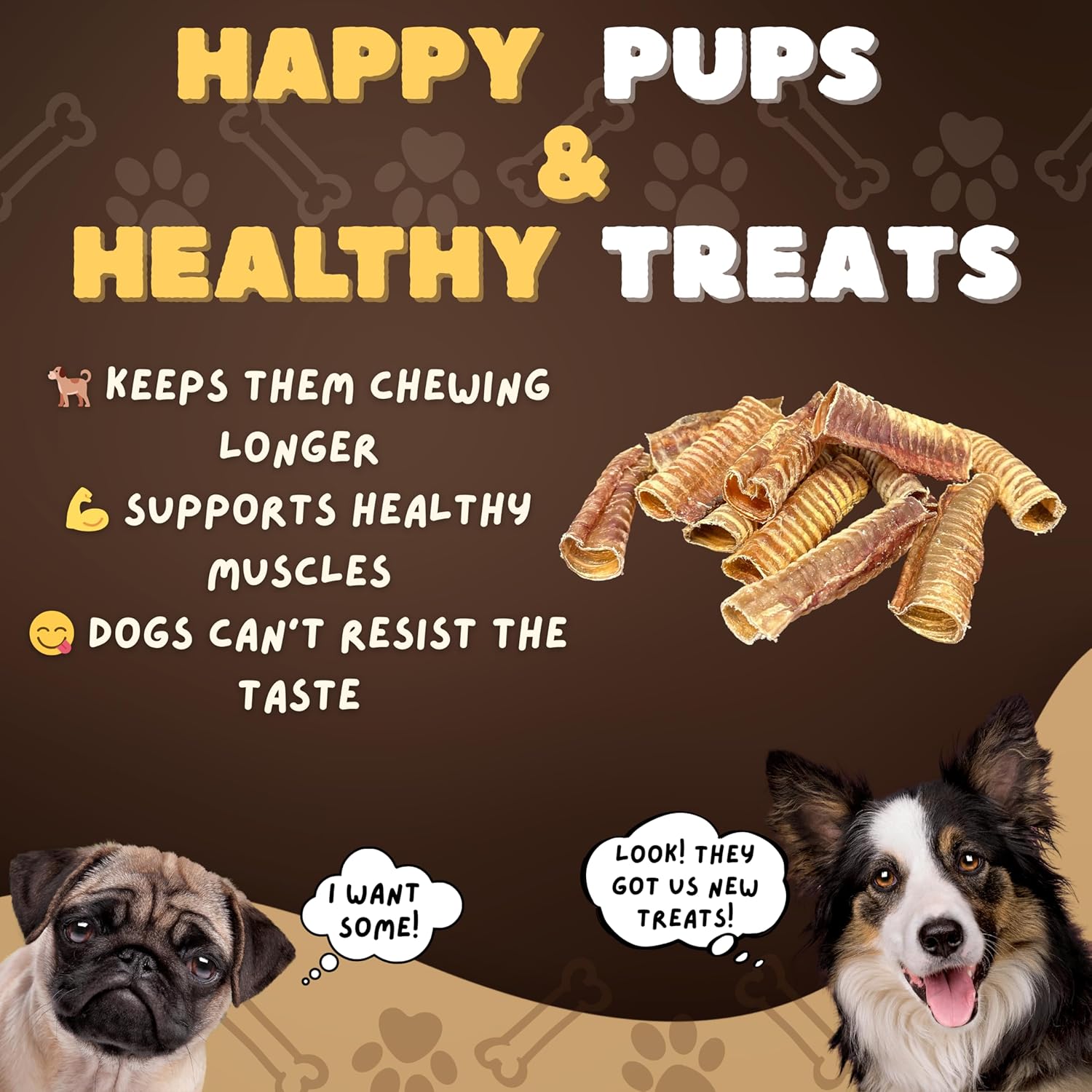 Woofley's Beef Trachea - (6 Inch 50 Pack) - Trachea Treats for Dogs - Natural Source of Glucosamine and Chondrotin for Joint Health - 100% Natural Beef Windpipe for Dogs