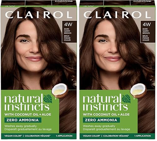 Miniatura 1 de Clairol Natural Instincts - Tinte semipermanente para el cabello, color castaño cálido oscuro 4W, paquete de 2 unidades
