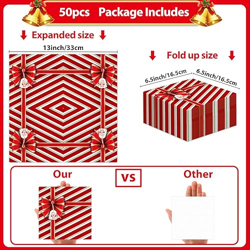 Miniatura 2 de 50 servilletas de papel de Navidad desechables de 3 capas, caja de regalo, lazo de papel de Navidad, almuerzo, cena, servilletas de mano con nudo de