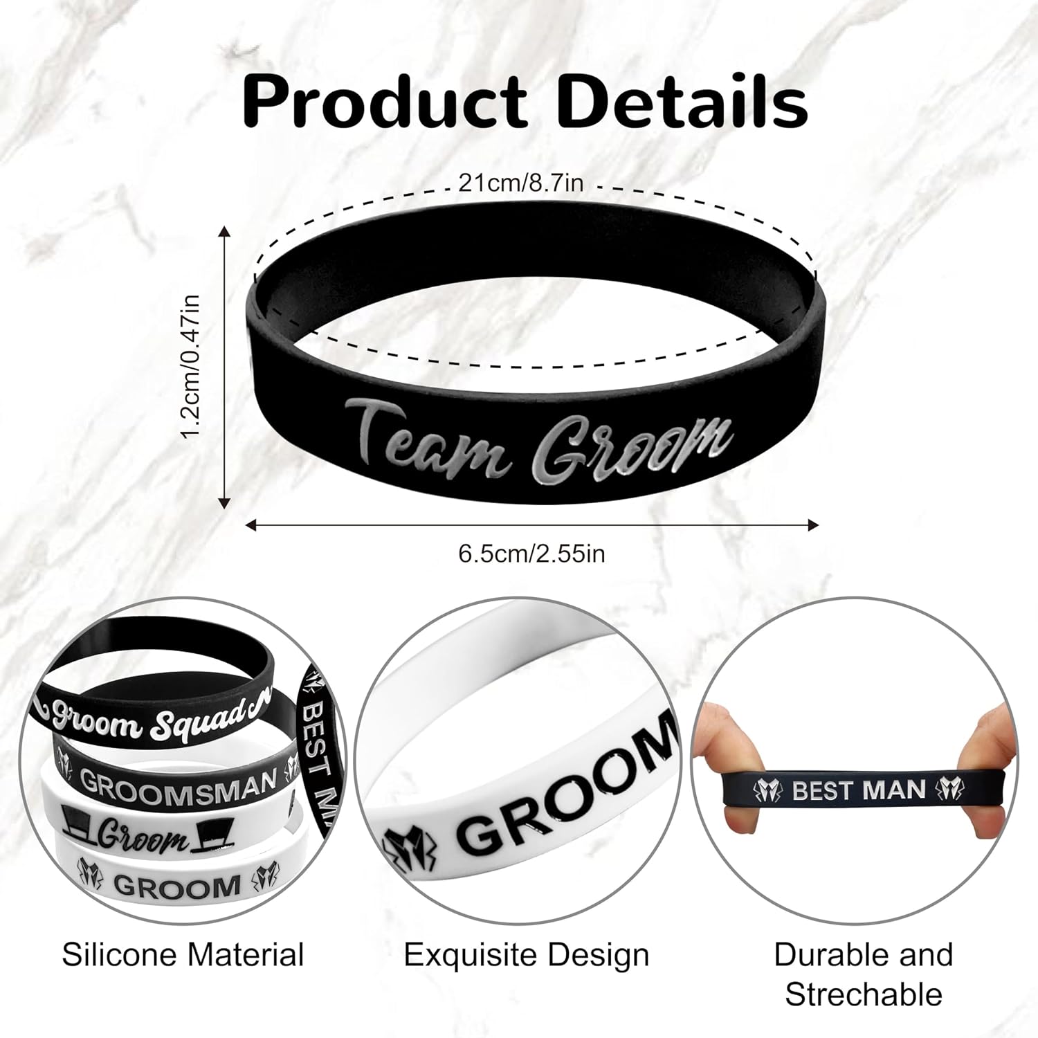 Groomsmen Proposal Gifts Bachelor Party Favors Decorations for Men 7 Pack Bracelet Silicone Wristband.