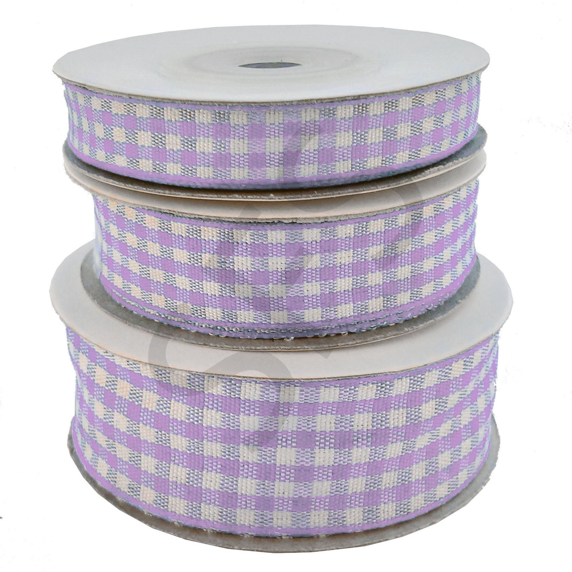 Fsuk Purple Full Roll (10 Yards) Of Woven Edge Gingham Ribbon (, 15Mm)