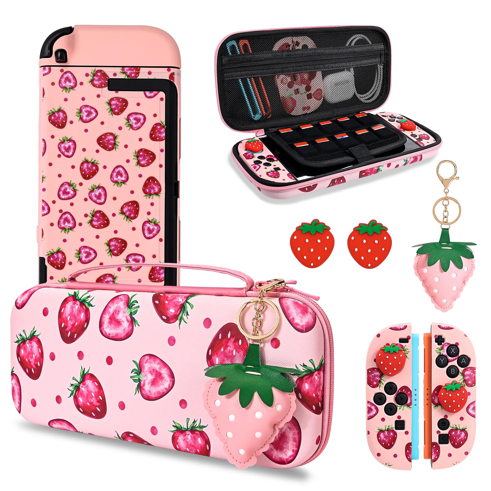 DLseego Funda de transporte de almacenamiento para Nintendo Switch 2 2025, 10 ranuras para tarjetas de juego, 1 funda rígida de policarbonato, 1 colgante decorativo, 2 agarres para el pulgar, delgado