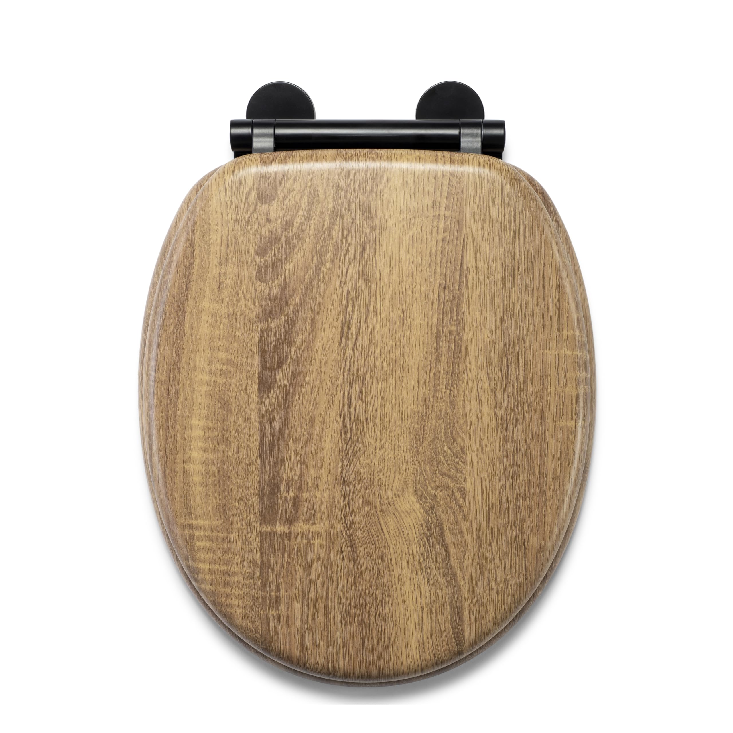 Croydex Flexi-Fix Wooden Toilet Seat Ontario (Black Hinges)