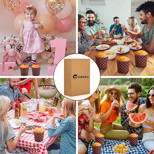 Miniatura 7 de Sabary 36 moldes de papel panettone para pan de Pascua, panettone corrugado, moldes para hornear redondos, desechables, para cocina, hornear, pan,