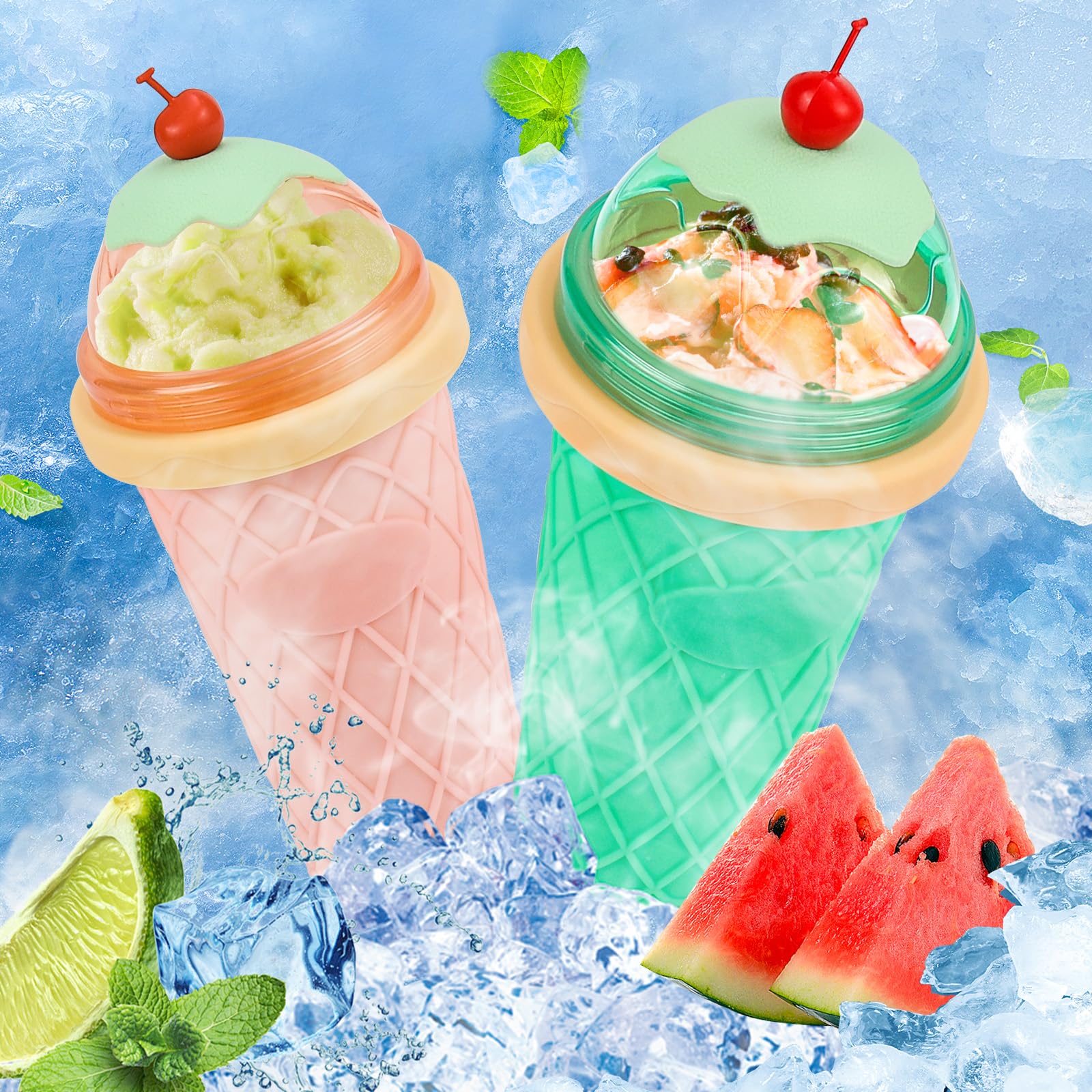 Slushy Maker, Glovios 330ML Slushymaker Mug di Silicone, Quick Frozen Slushy Cup, Slush Ice Maker per DIY Homemade Milk Shake Ice Cream, Rosa