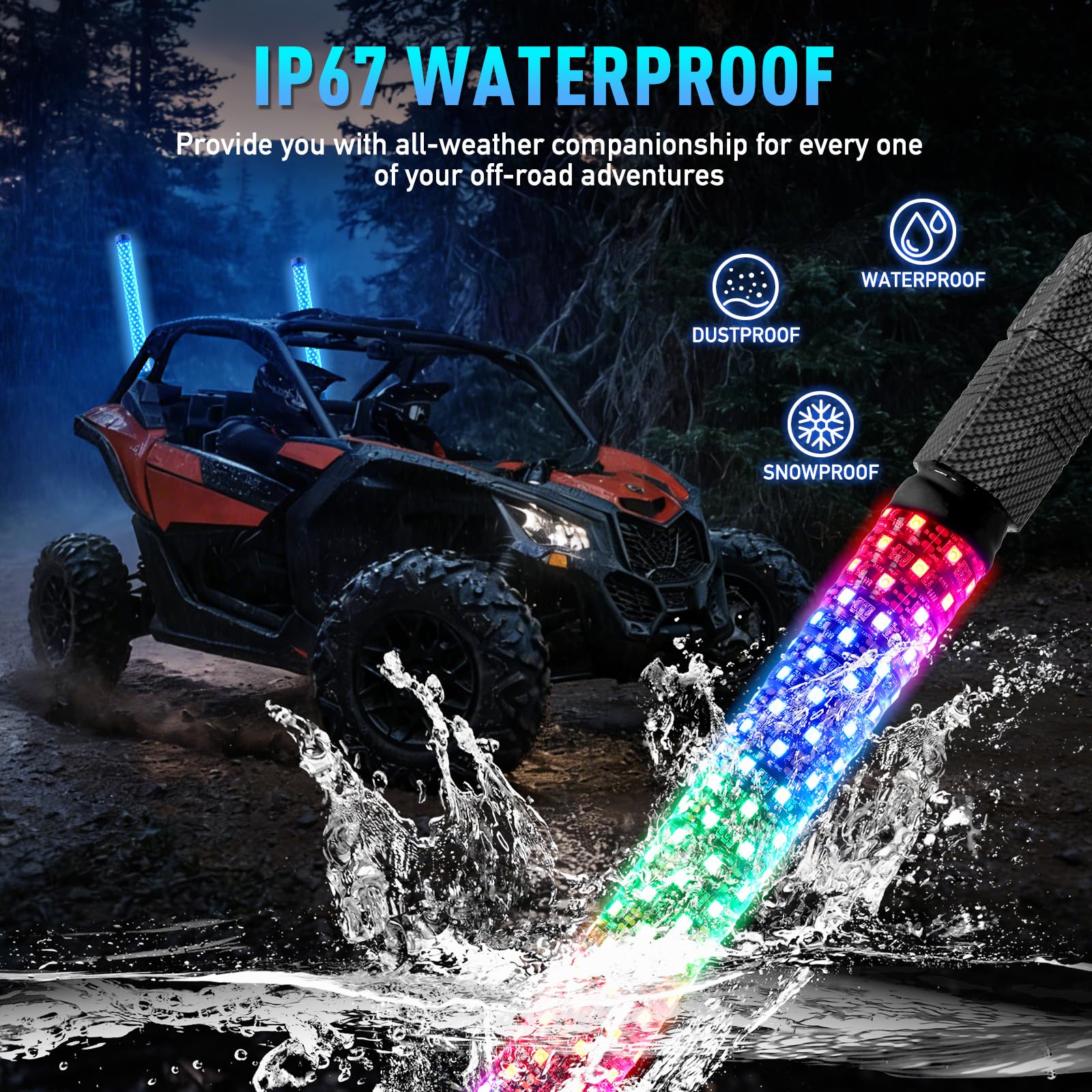 Amazon.com: AddSafety 2PCS 4FT Fat UTV Whip Lights with Rocker
