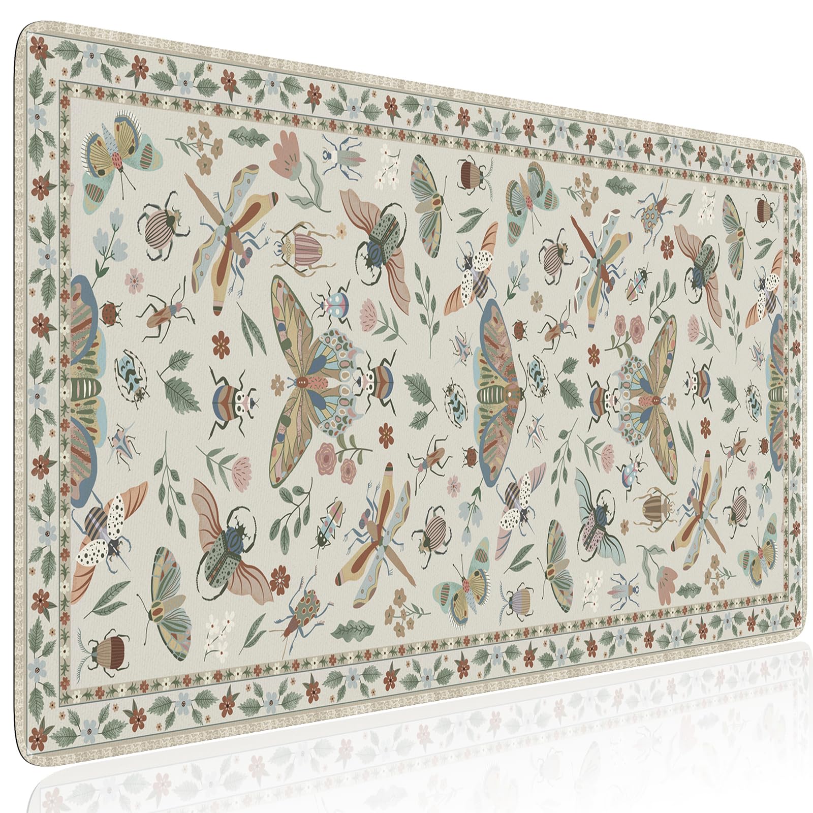 HAOCOO Desk Matt for Desktop,Cute Mouse Pad, Floral Desk Pad, Large Mouse Pad with Non-Slip Base, Waterproof Computer Mouse Mat for Gaming, Keyboard