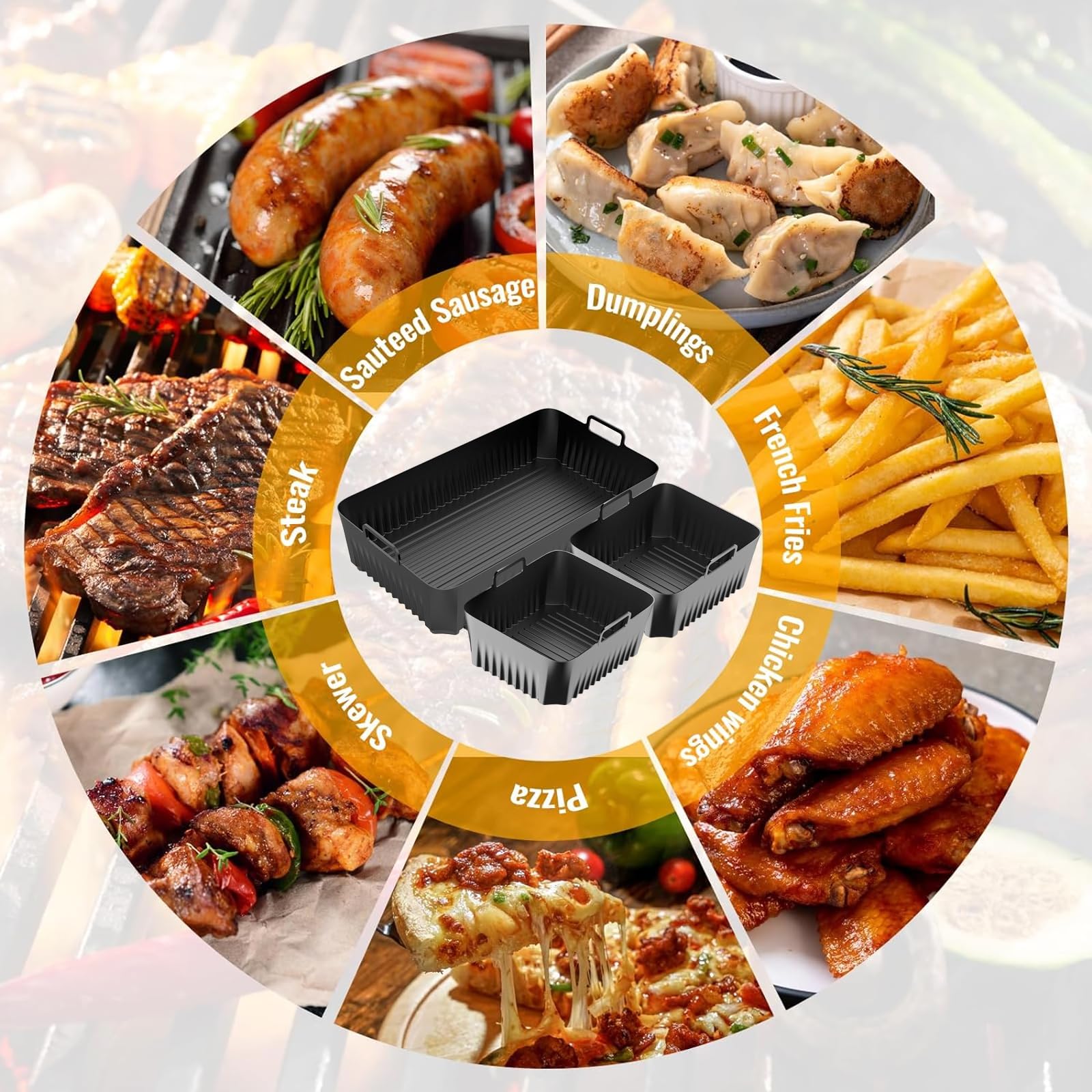 Set 3 Accessori In Silicone Per Friggitrice Ad Aria Ninja AF500 - Stampo, Antiaderente, Facile Pulizia - Foto 2