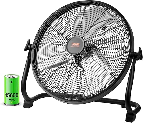 Miniatura 16 de VEVOR Ventilador de piso, ventilador industrial de alta velocidad de 3 velocidades, 14 pulgadas, 2560 CFM, inclinación ajustable de 360°, 19.69