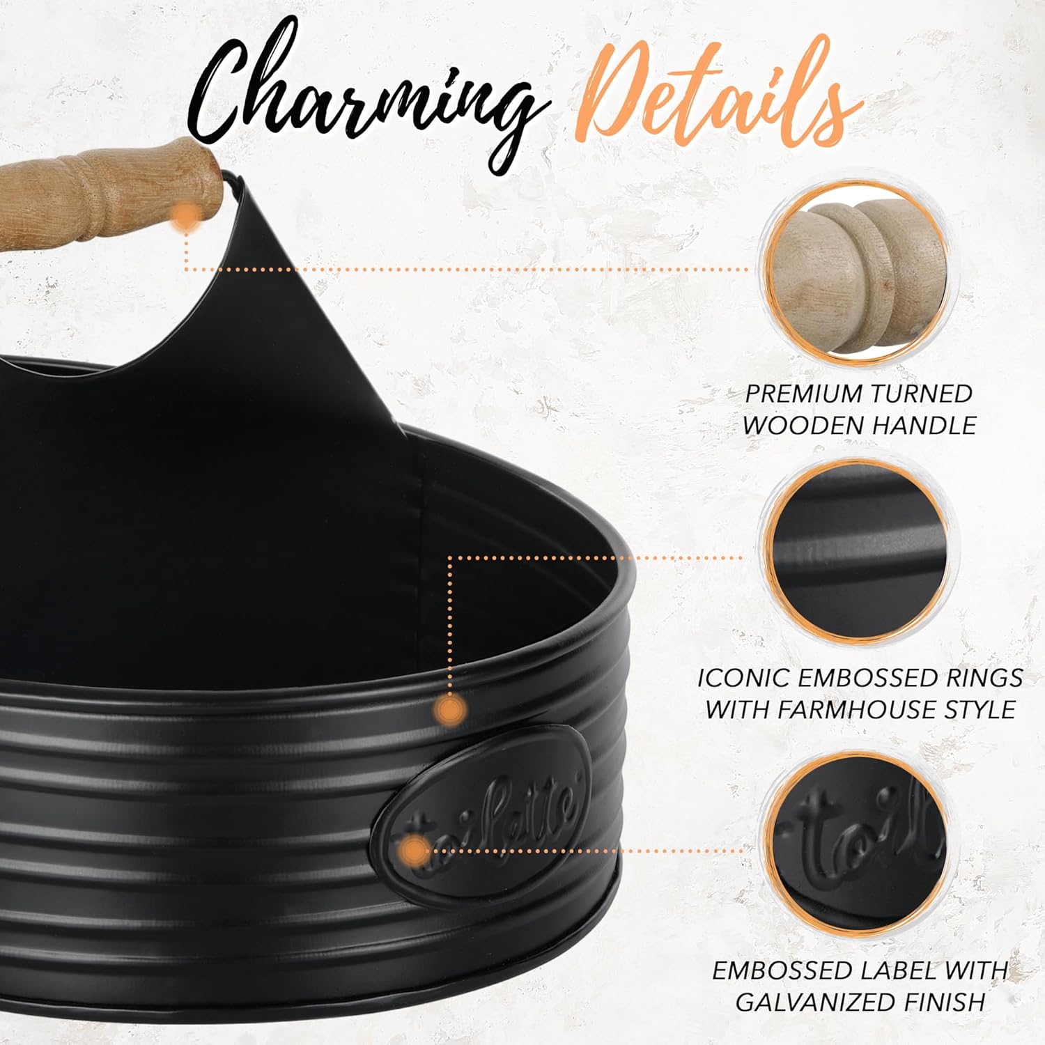 Autumn Alley Rustic Farmhouse Bath Caddy for Shower – Toiletries Countertop Organizer for Bathroom – Industrial Chic Décor – Matte Black Bathroom Accessories (Aged Black), Large