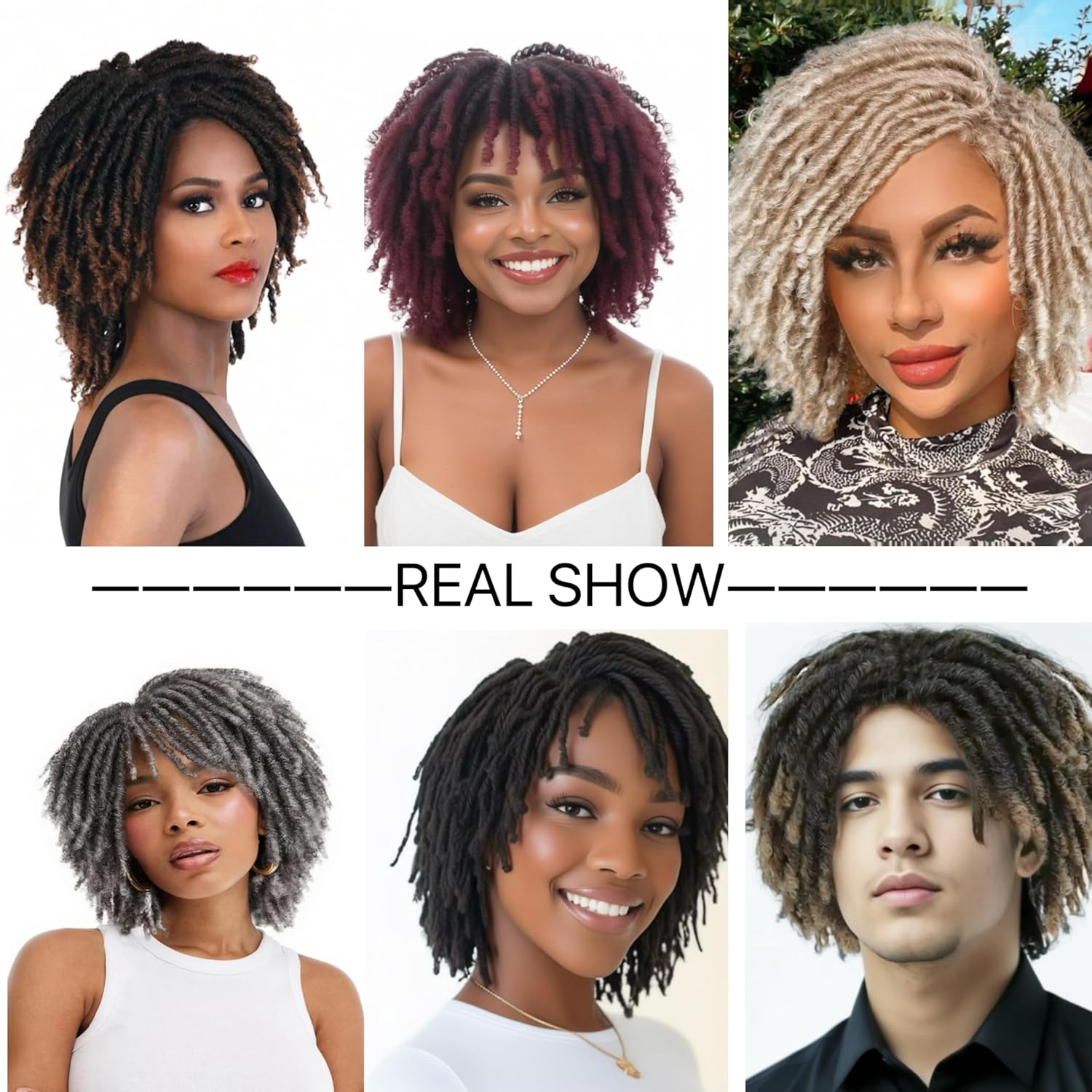 Short Dreadlock Wig for Women and Men, Synthetic Afro Twist Braided Wigs Faux Locs Hair Full Machine Made Glueless Curly Wigs Ombre Orange Color T350