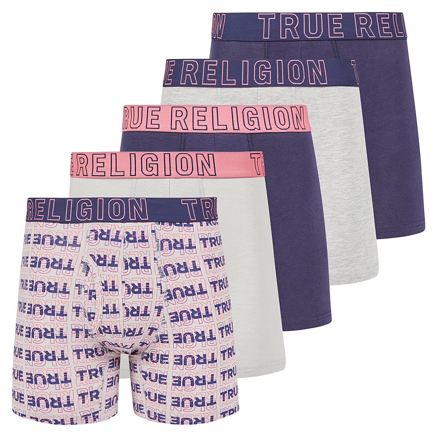 True ReligionCotton Stretch Mens Boxer Briefs, Mens Underwear Pack of 5