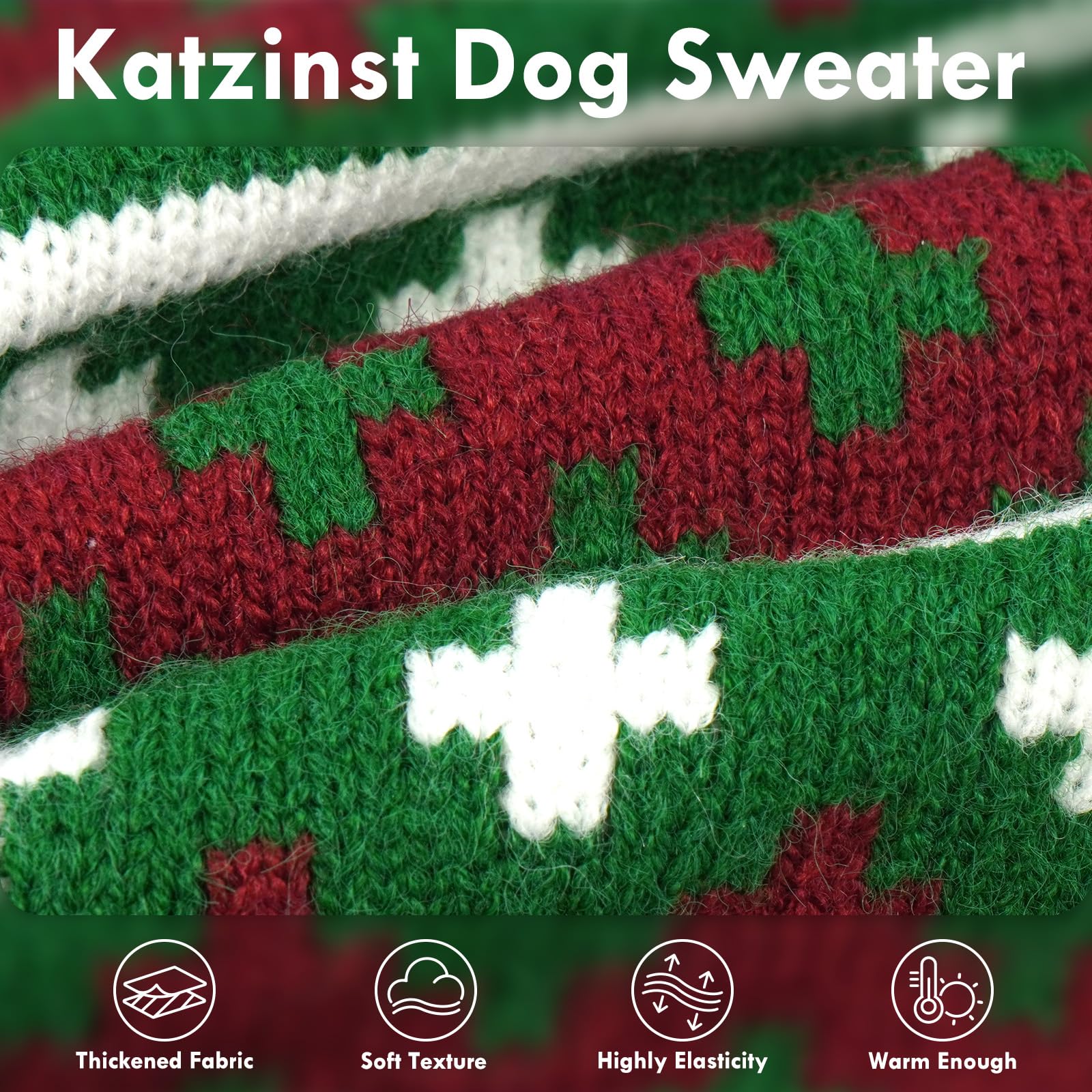 Katzinst Halloween Dog Jumper - Adorable and Attractive Knitted Dog Sweater for Party & Holidays, Green, XXXL - Image 2