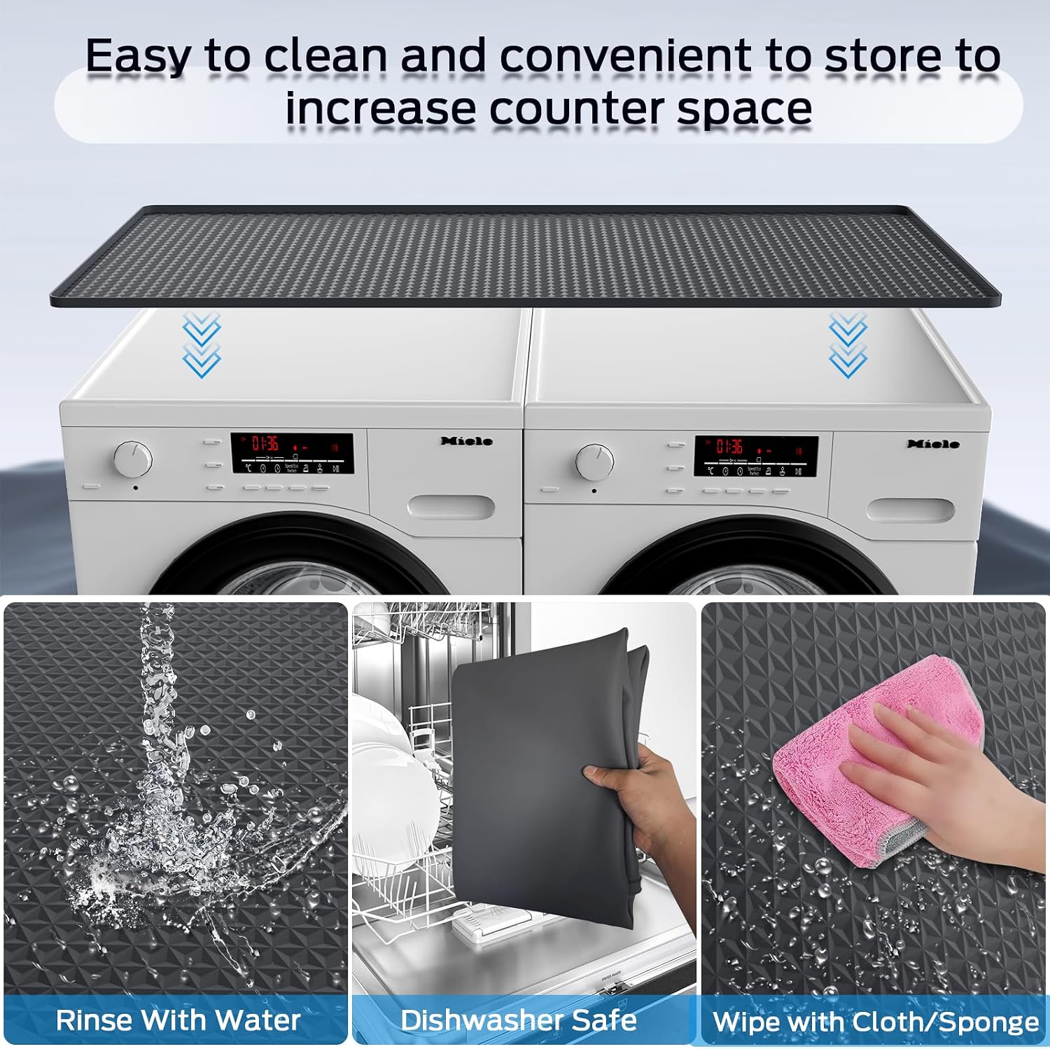 54" x 27.5" Washer and Dryer Covers for the Top，Waterproof and non-slip Washing Machine Cover，Applies to Kitchen、laundry room organization，Washer Dryer Countertop. (Light black)