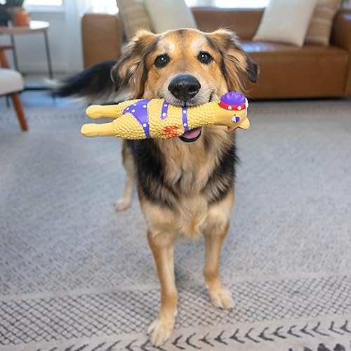 Miniatura 5 de Outward Hound de Charming Pet Squawkers Henrietta - Juguete de goma de pollo con látex chillón para perros, juguete interactivo divertido