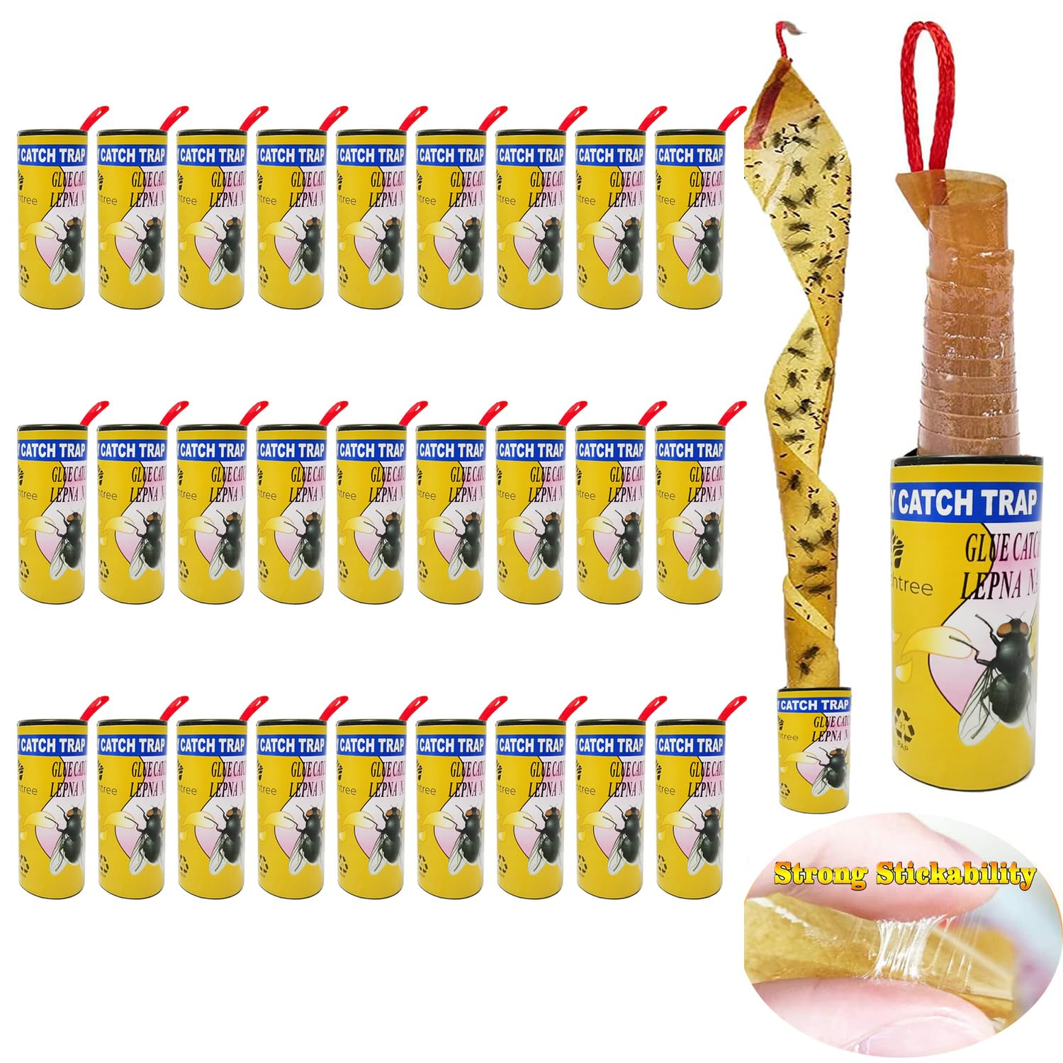 Torchtree Fly Trap,27 Pcs Fly Paper,Fly Catcher,Fly Traps indoor for Home Use,Fly Strips,Fly Catcher Indoor