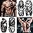 82 Sheets Temporary Tattoos Stickers, Fake Body Arm Chest Shoulder Tattoos for Men and Women, Halloween Temporary Tattoos Black Fake Skull Skeleton Tattoos for Halloween Cosplay