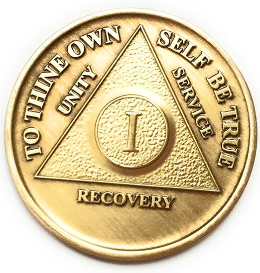 1 Year Bronze AA (Alcoholics Anonymous) Birthday - Anniversary Recovery Medallion/Coin/Chip Model: