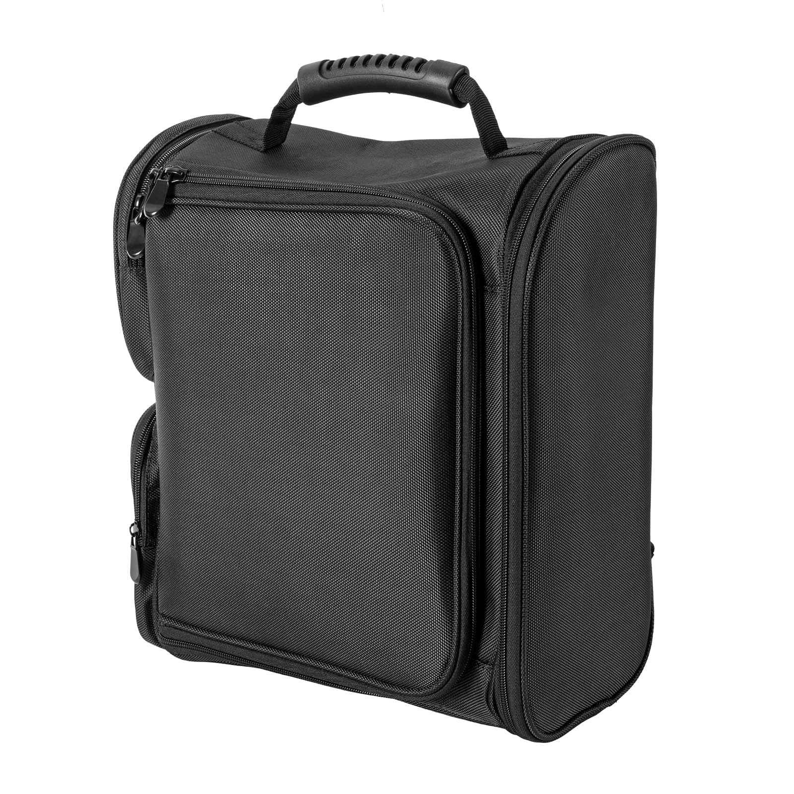 Bolsa de cosméticos profesional de nailon negro, bolsa de maquillaje con bolsas de almacenamiento transparentes para cosméticos, mochilas de viaje, para viajes, gimnasio, camping, uso familiar 32 x 18