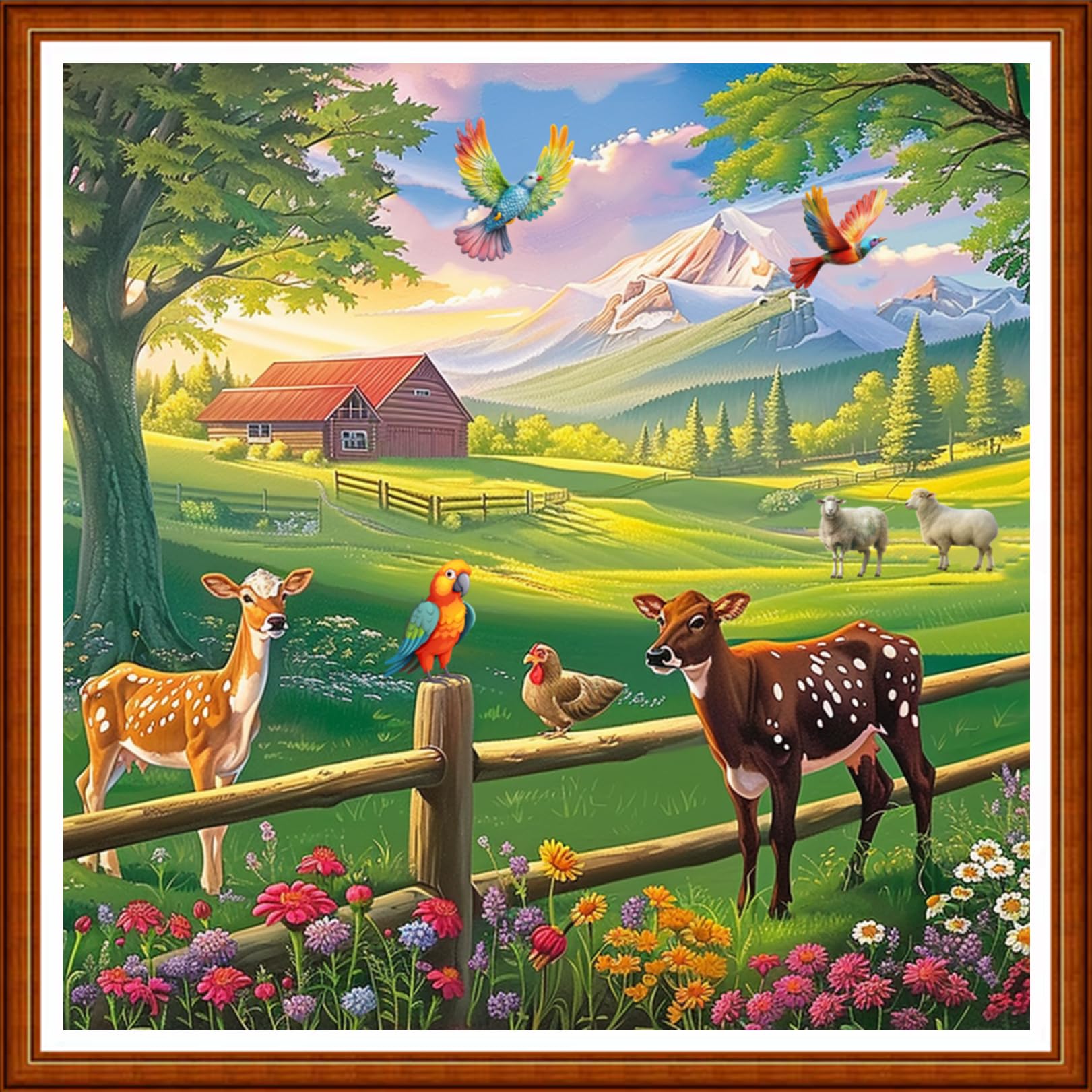 Joyhoor Stamped Cross Stitch Kits for Beginners Needlepoint Kits for Adults Embroidery Kits 11CT Counted Cross Stitch Kits Printed Embroidery Pattern-Outdoor Scenery 18x18 inchs