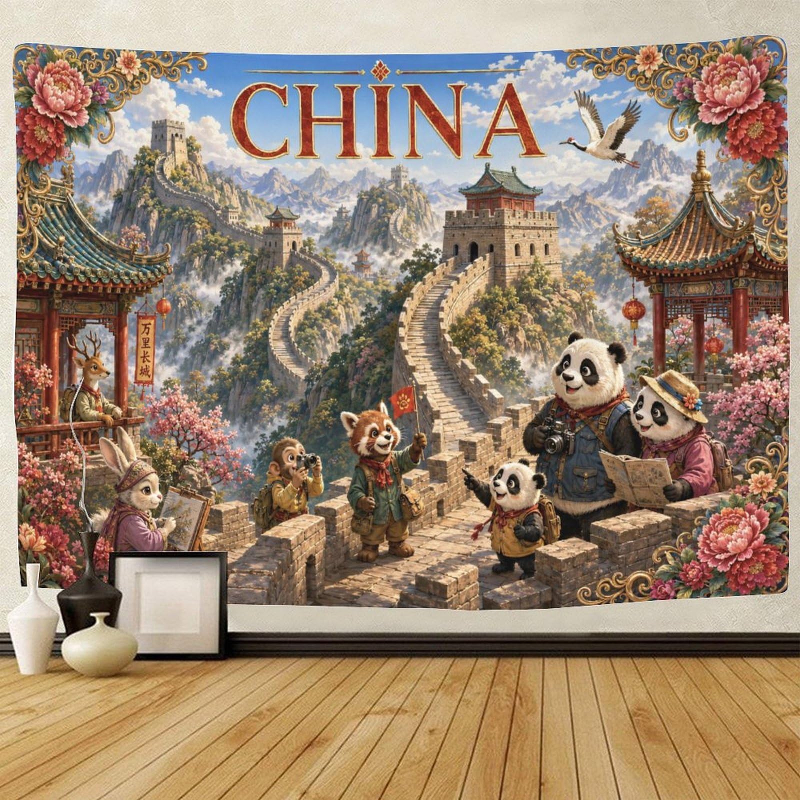 GPMNBCXZK Great Wall of China Theme Wall Art Decor 3D Print Wall Tapestry Tapestries Poster Curtain Bedroom College Dorm 100cmx150cm