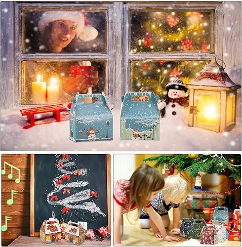 Miniatura 5 de 36 cajas de golosinas de Navidad, cajas de dulces de galletas de Navidad 3D con asas para regalo de regalo, suministros de recuerdos de fiesta de