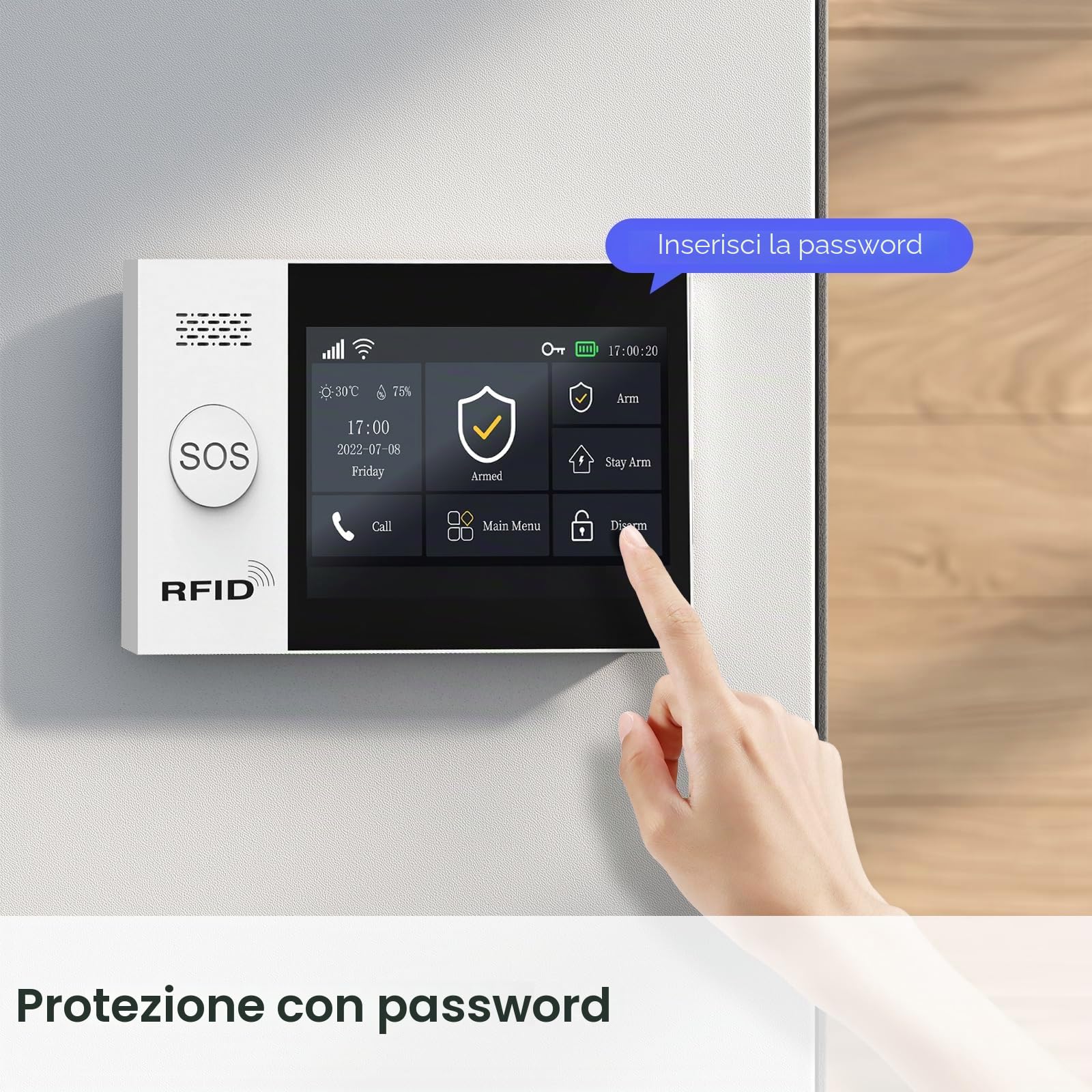 Schermo Tattile 4.3'' Sistema di Allarme Casa Senza Fili 4G+Wi-Fi, App Push, 24 Pezzi Antifurto Casa Wireless, Kit Allarme DIY con Sirena 120DB, Sensore Porta, Telecomando, Sensore di Movimento