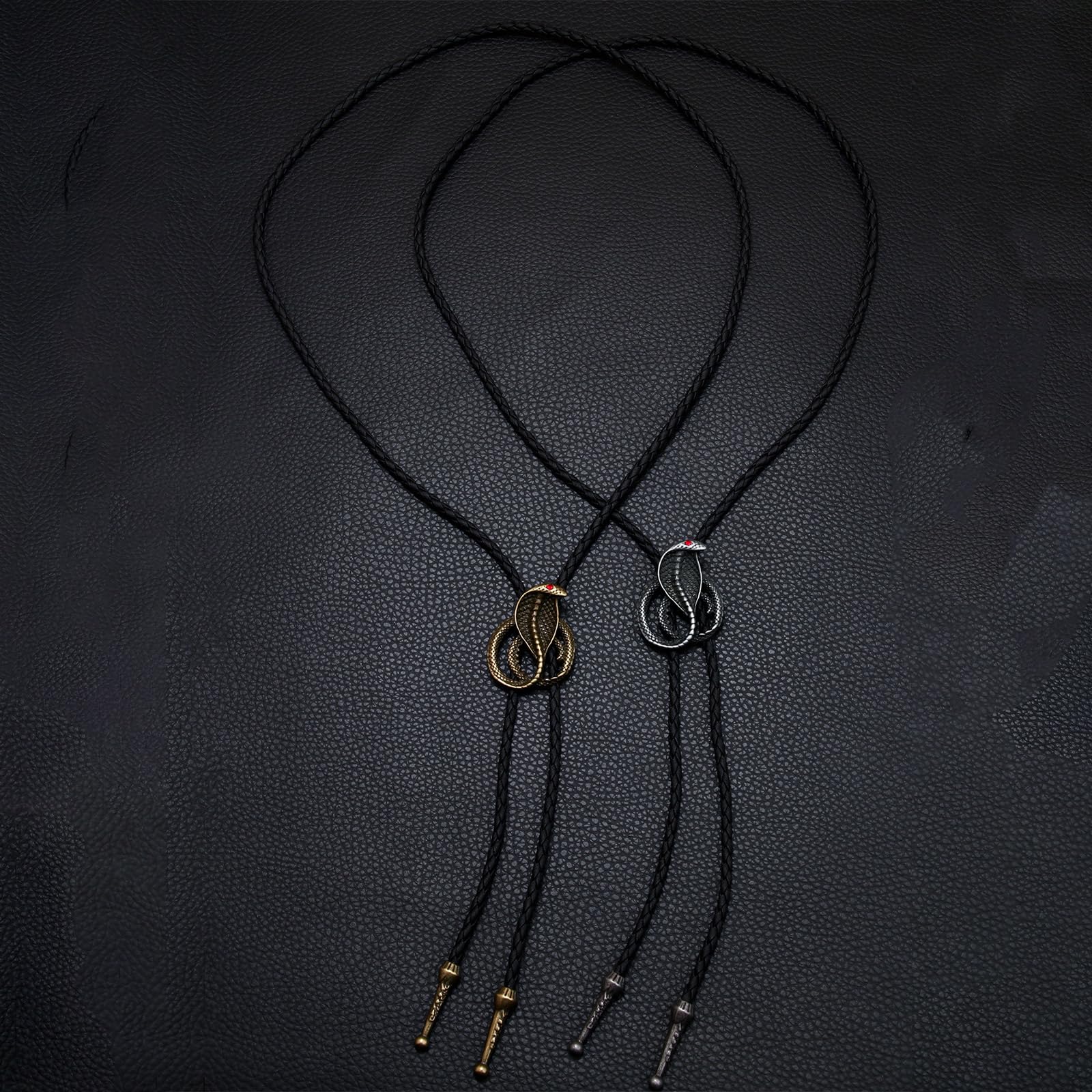 Cravatte da Cowboy, Cravatta Corda Intrecciata in Similpelle Stile Western Punk con(Copper And Silver Co)