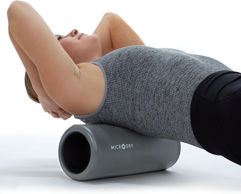 Deluxe Fitness Foam Back Roller for Muscle Relief, Roller for Yoga, Stretching, Deep Tissue Firm Massage & Trigger Point Release, Exercise Workout at Home or Gym, 13x5.3, Light Grey