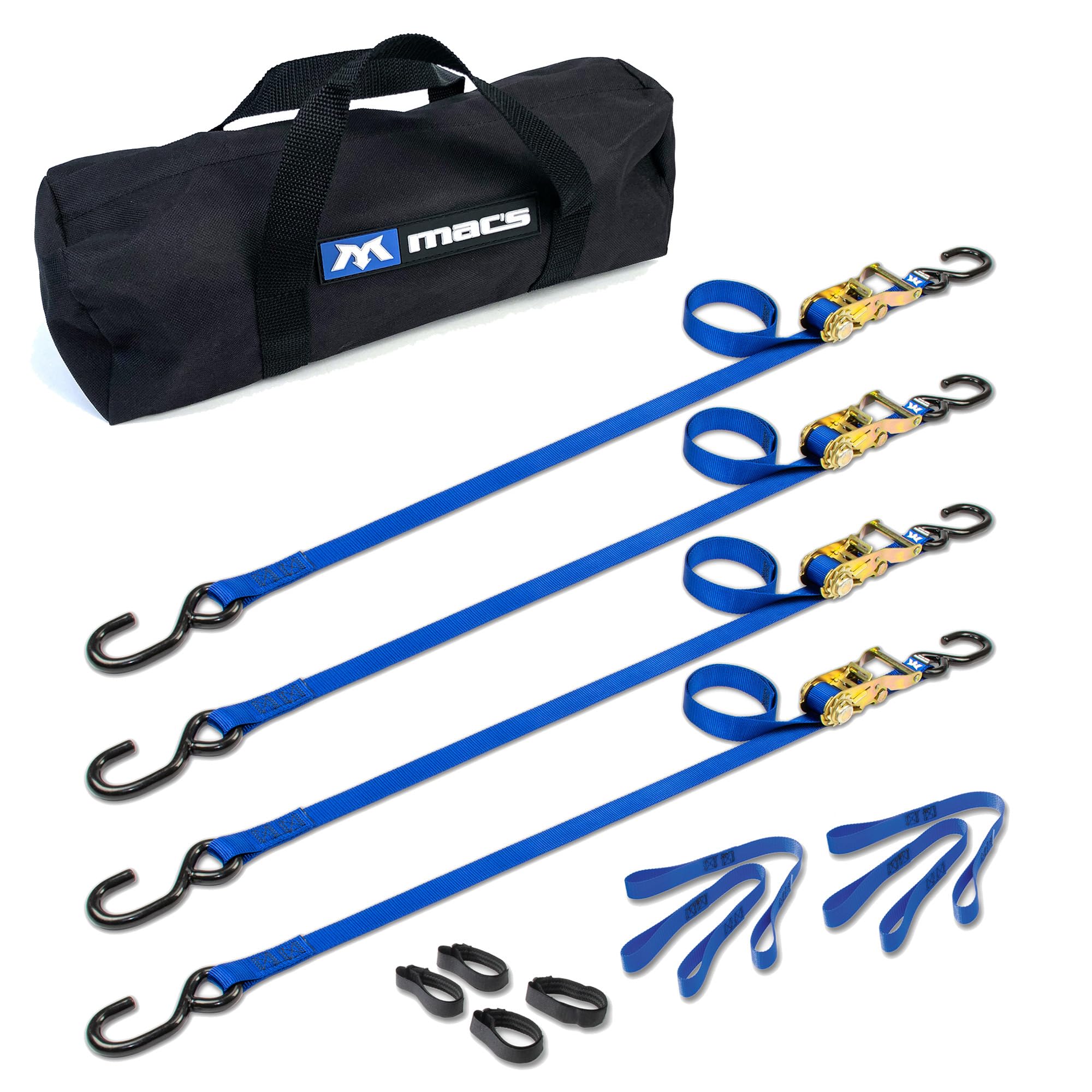 Mac's 6' ATV & Motorcycle Ratchet Utility Pack with S-Hook - Blue