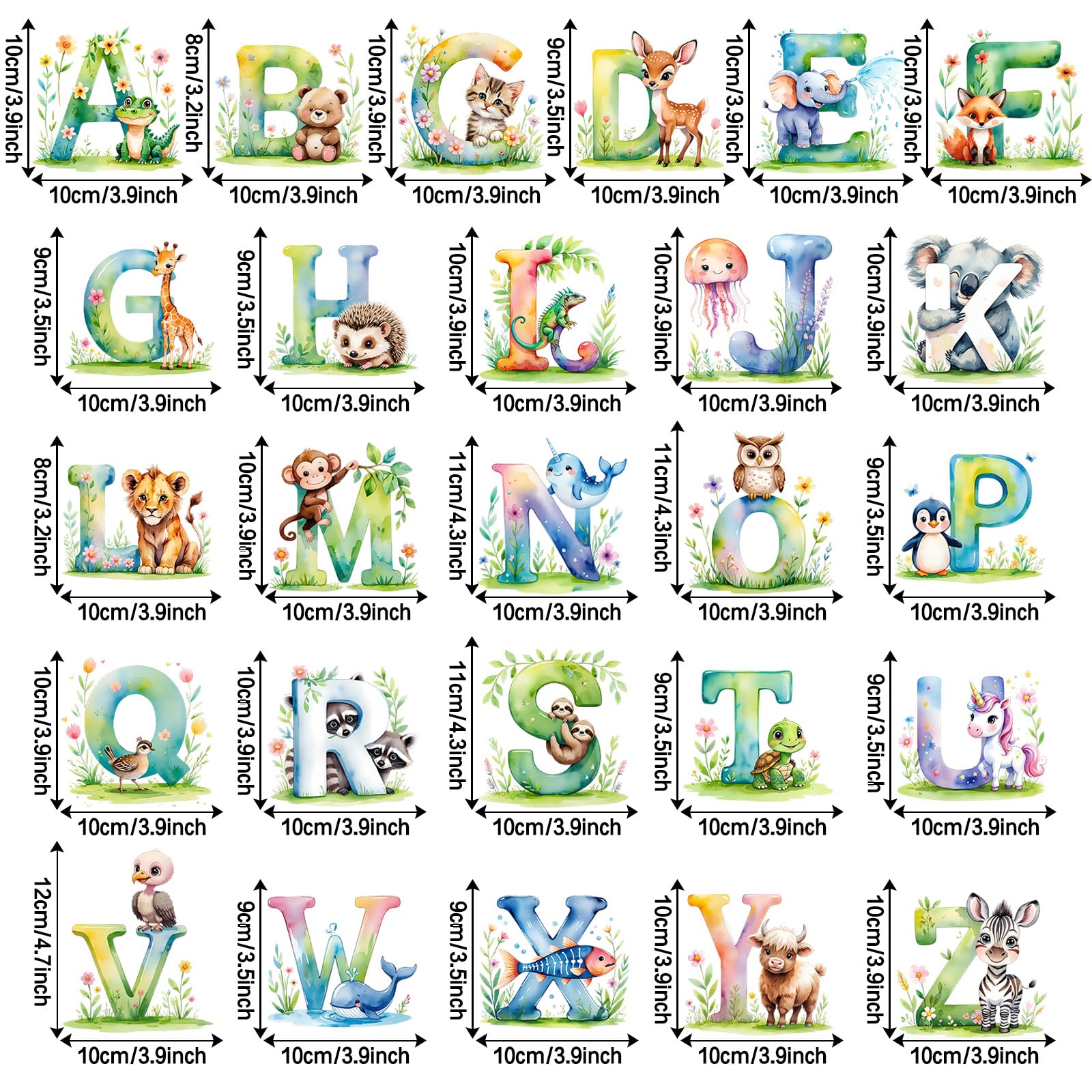 ABC Alphabet Wall Stickers Colourful Animal Letter Learning Wall Decals Peel and Stick Removable Educational Art Work for Kids Baby Nursery Bedroom Living Room Classroom Playroom Home Decor — view 3