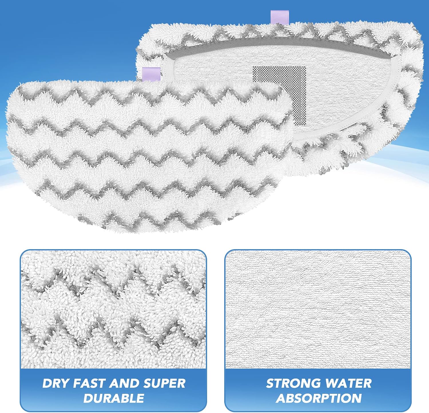 4 Pack Steam Mop Replacement Pads Compatible with Bissell Powerfresh Steam Mop 1940 1806 1544 1440 2075A 2685A Series, Part # 5938 & 203-2633, 1606668 & 1606669