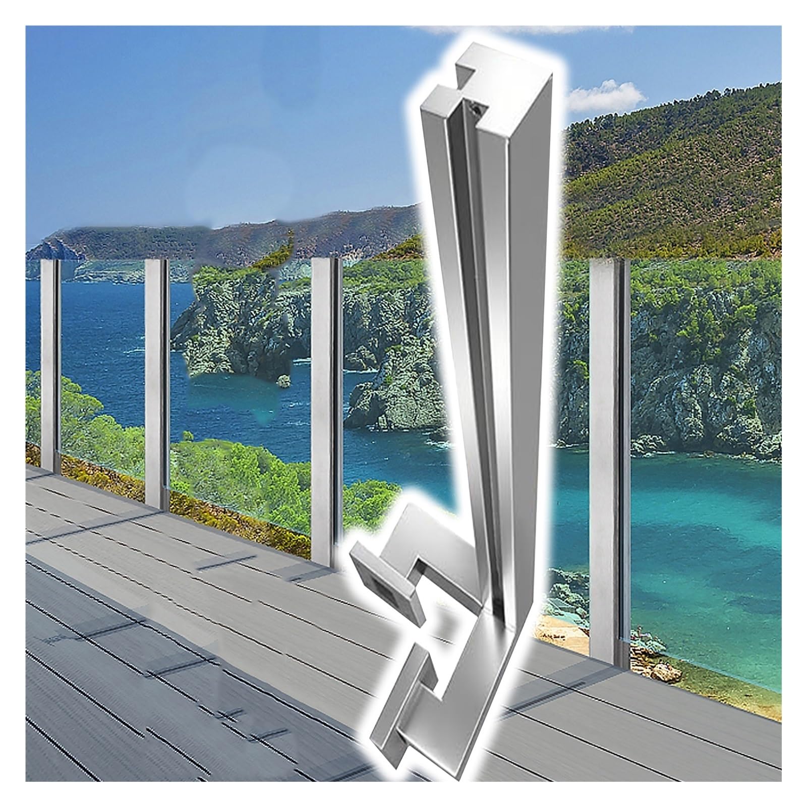 Acciaio inossidabile s Morsetto Post 85 125cm s Ringhiera Supporto per temperato s Side Mount per Deck Patio Balcone Sistema Guardrail Esterno