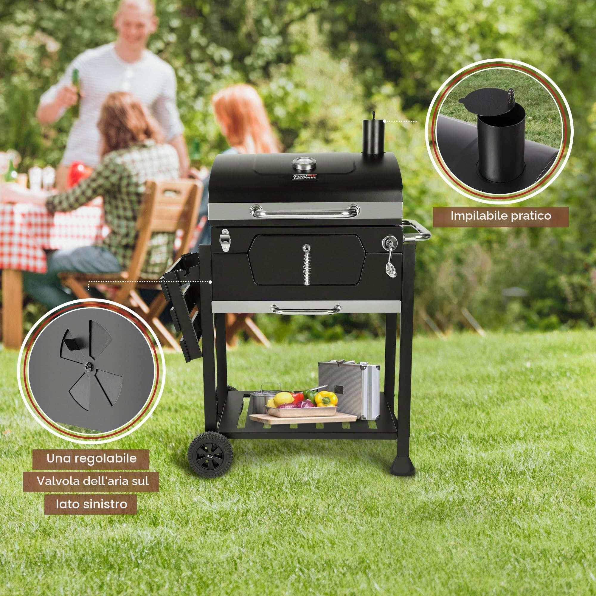 Royal Gourmet Barbecue a carbonella barbecue griglia 59 x 42 cm nero