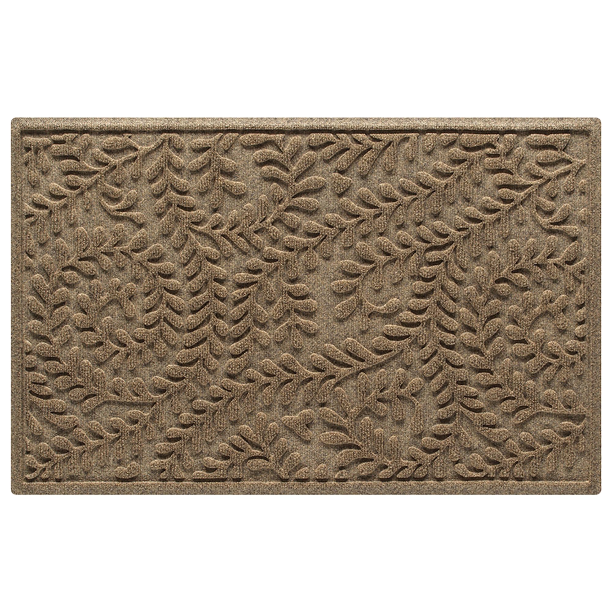waterhog indoor/outdoor door mat, 2' x 3' made in usa, durable & skid-resistant front door rug, decorative, water-trapping & heavy-duty entryway floor mat for your home, boxwood collection khaki/camel