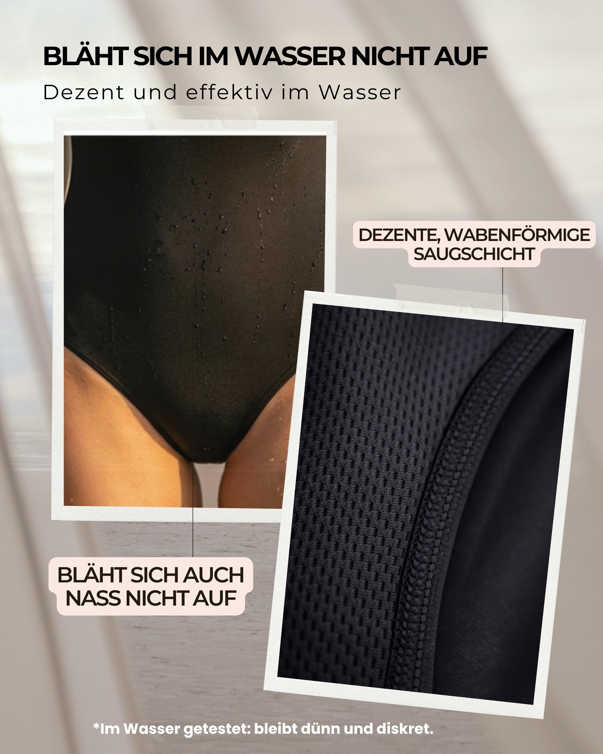 Perioden Badeanzug 1-teilig Damen & Mädchen mit AquaSecure Technologie | Menstruations Badeanzug | Leichter bis Mittlerer Fluss | Anti-UV | Schwimmen, Strand & Meer | Öko, Komfort, Softfit, Oeko-TEX