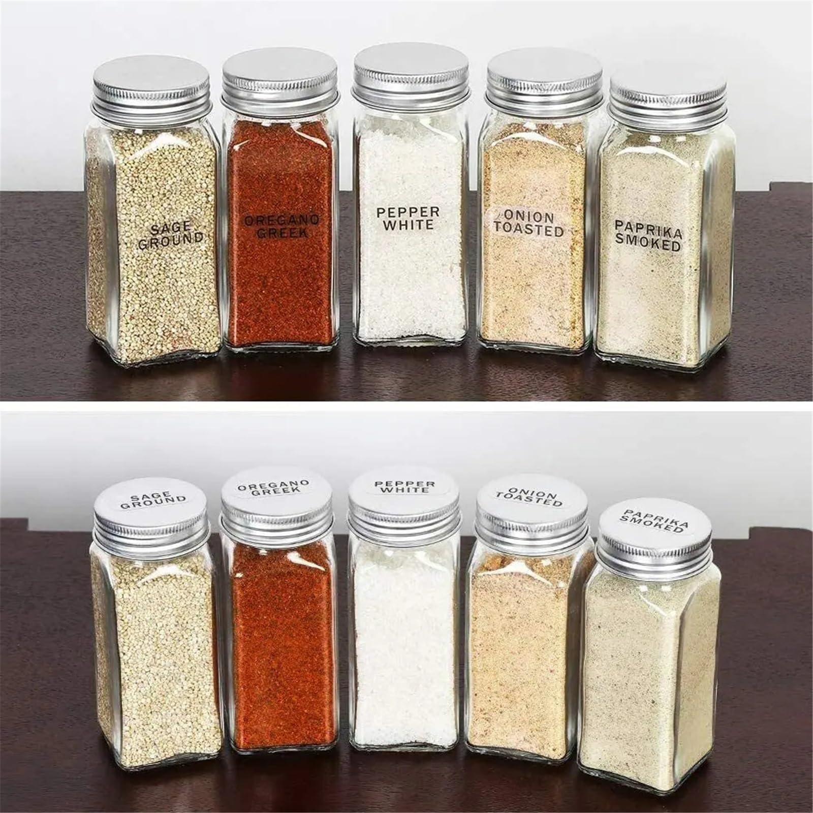 Barattoli Spezie 24 bottiglie di condimento for la cucina domestica con etichette for un facile accesso e pulizia
