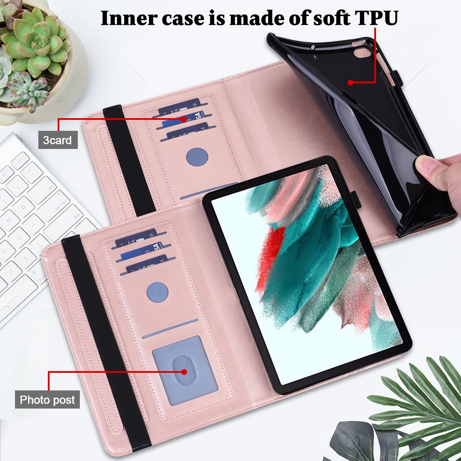 Étui pour Lenovo Tab M11 TB330FU/TB330XU 11" 2024, avec stylet, ultra fin, à rabat, en cuir PU, pour tablette Lenovo Tab M11, rose