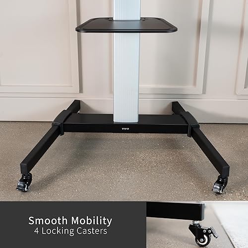 Miniatura 7 de VIVO Carrito de TV móvil de aluminio para pantallas de 32 a 83 pulgadas de hasta 110 libras, LCD LED OLED 4K Smart Flat, paneles curvos, soporte