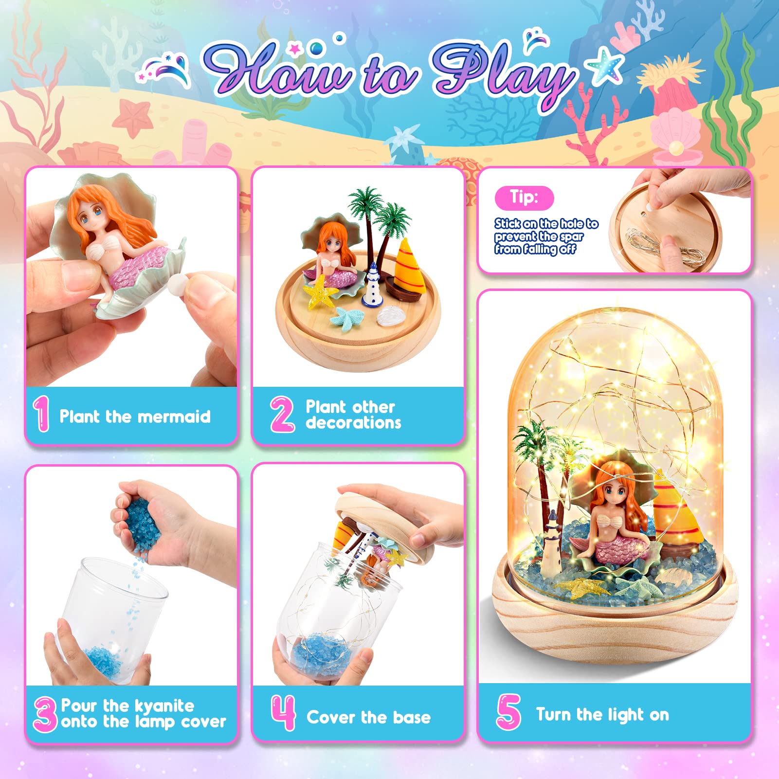 Dislocati Luce Notturna Artigianale Giocattoli Set Decorativi Fai da Te Unicorni/Sirene/Dinosauri/Fattorie Giocattoli- Regali per Bambini