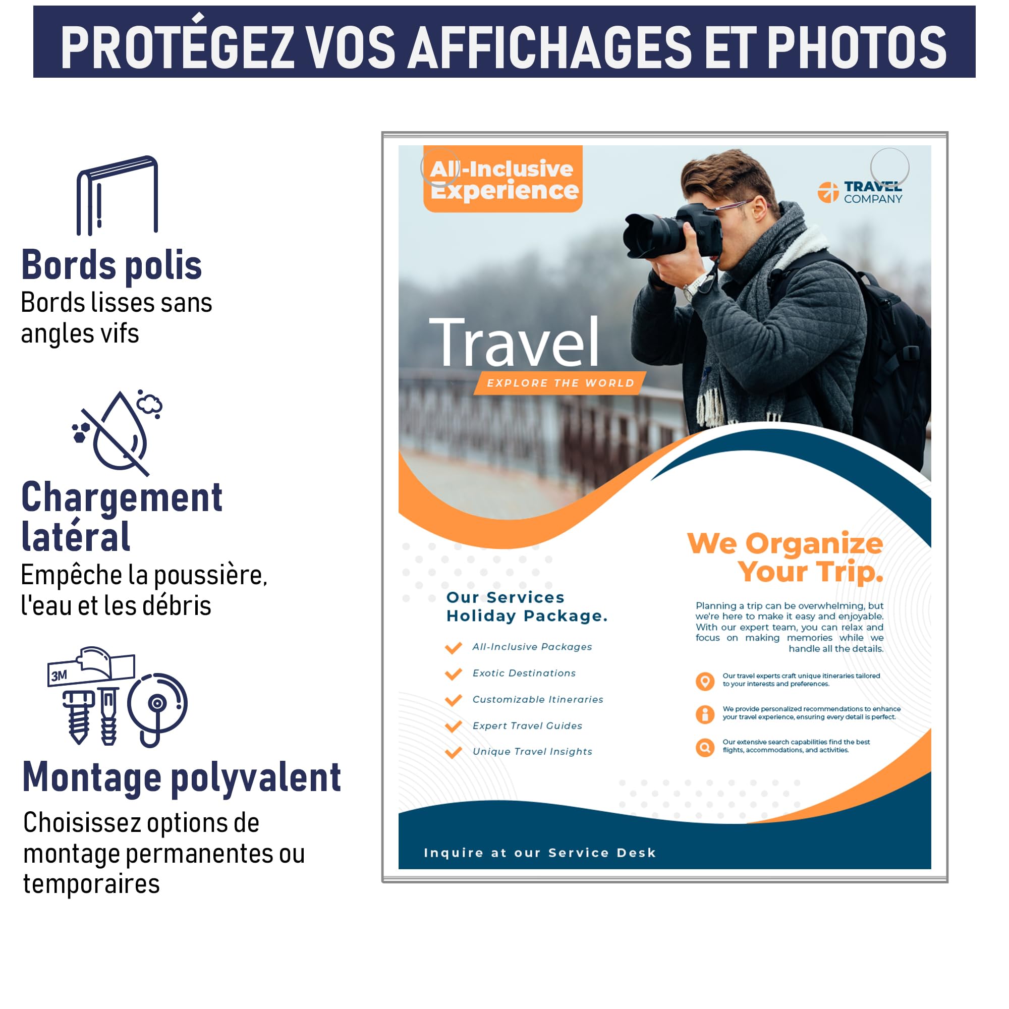Supports de panneau en acrylique transparent avec plusieurs options de montage incluses, Lot de 6, support mural d'affiche, tableau de message en plastique pour la maison, le bureau, le magasin