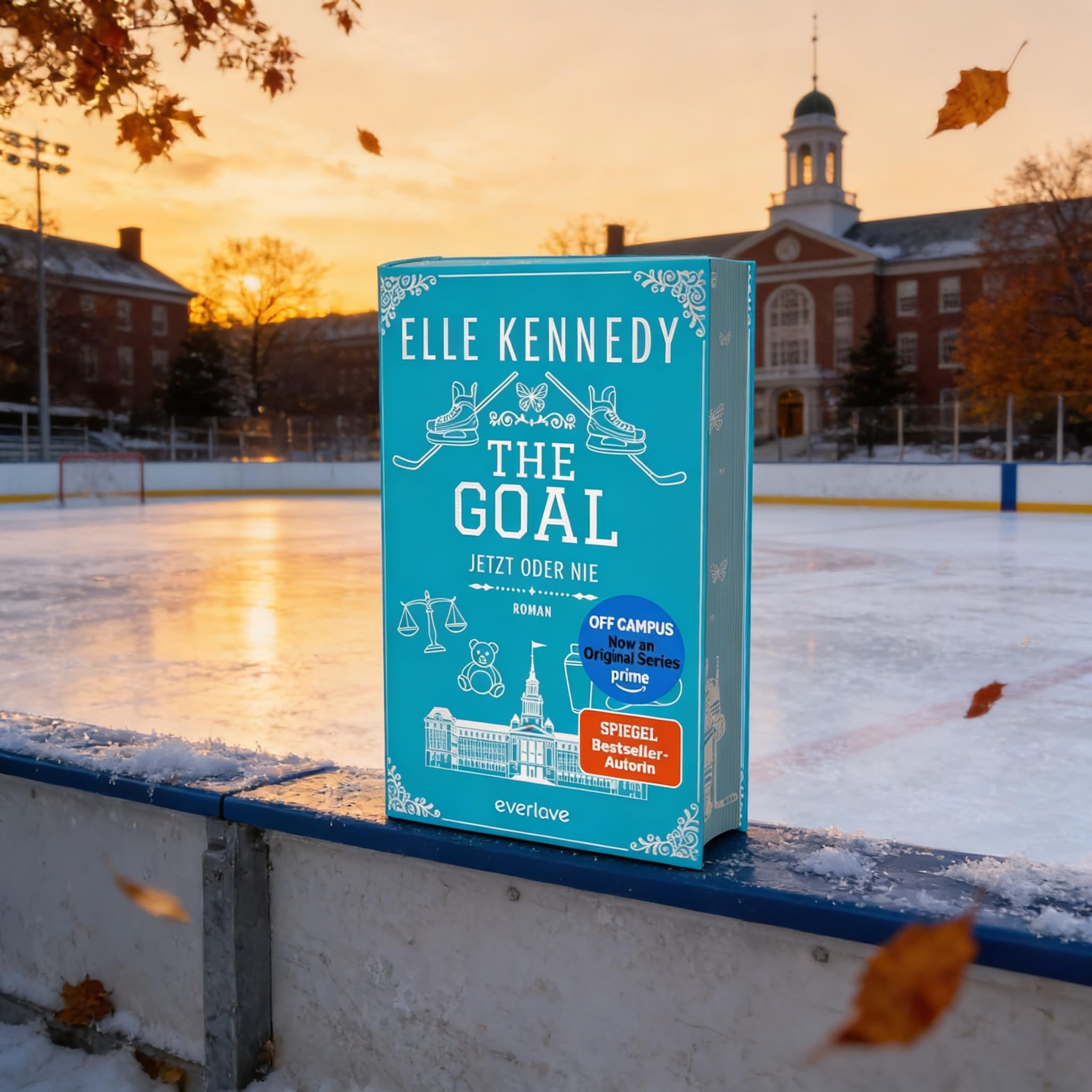 Elle Kennedy - Off-Campus Buchset Band 1-4 - The Deal, The Mistake, The Score, The Goal - Hockey Romance Hardcover Schmuckausgabe - New Adult Eishockey Liebesroman Sammelset mit exklusivem Lesezeichen