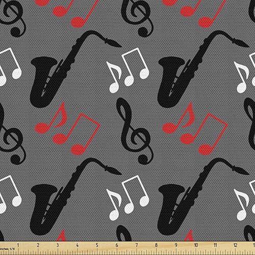 Vista 314 de Ambesonne Tela beige de The Yard, ilustración contemporánea de animales marinos en estilo retro, arte de caballito de mar de cangrejo de pulpo, tela