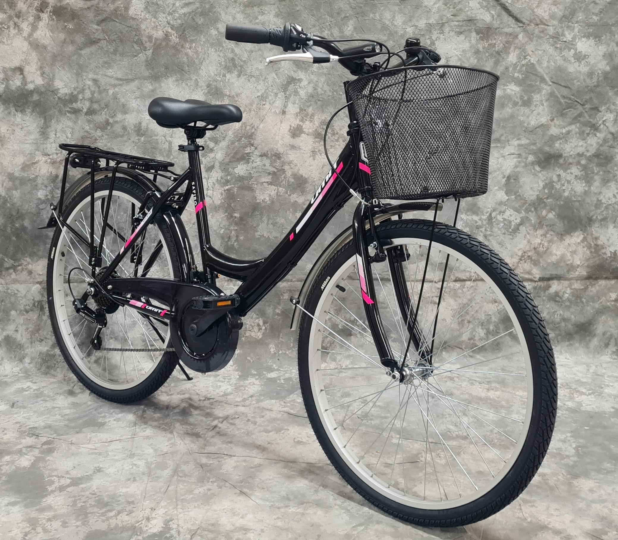 Generisch 26 Zoll Damencityrad SAFIRO 21-Gang Kettenschaltung, Gepäckträger, Korb NEU 2608-Schwarz Bitte BEACHTEN AB 155 cm KÖPERGRÖSSE GEEIGNET !!!!!!!