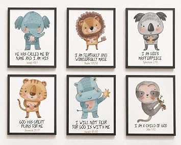 Amazon.com: Tuyashua Bible Verse Wall Art, Woodland Animal Art Print ...