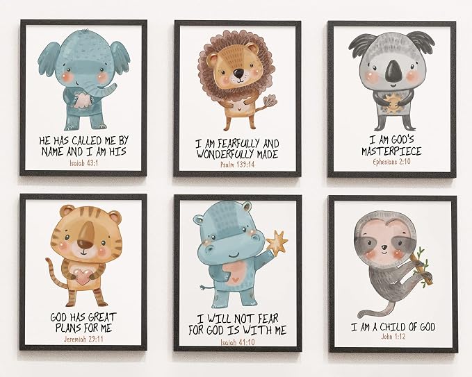 Amazon.com: Tuyashua Bible Verse Wall Art, Woodland Animal Art Print ...